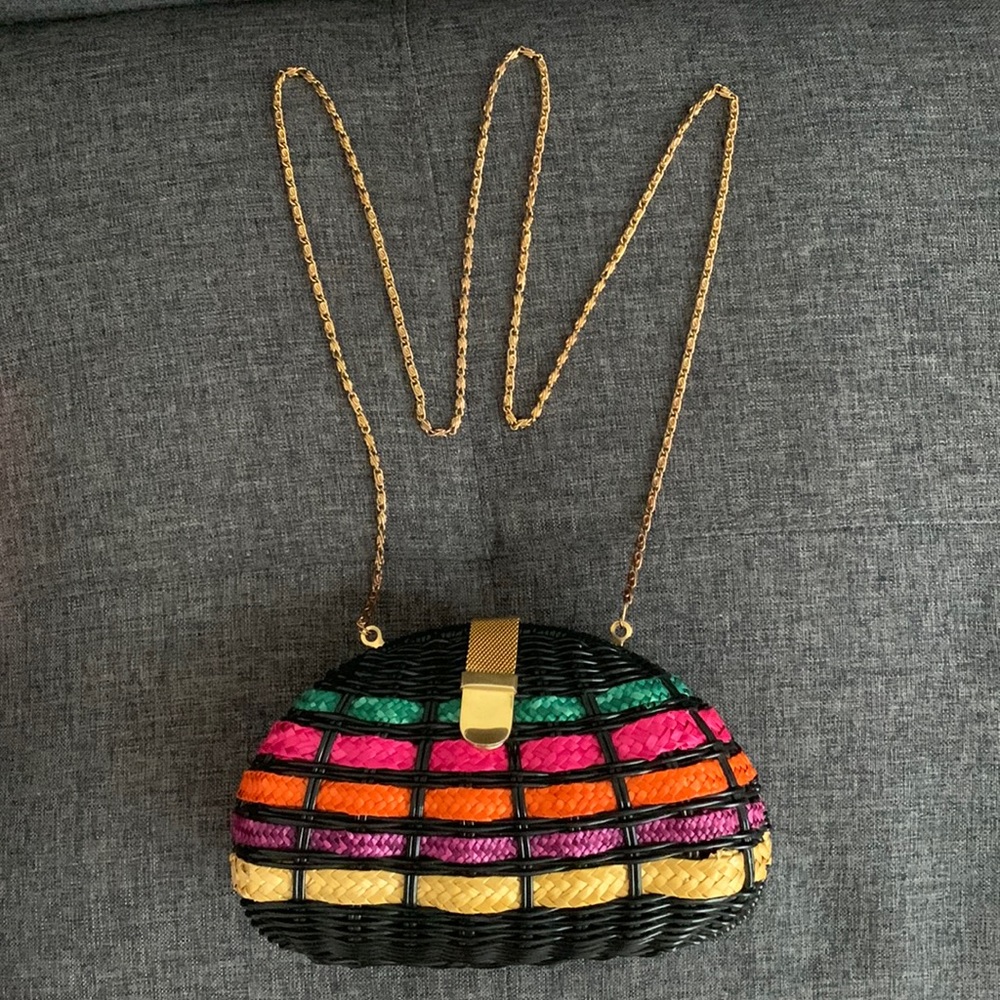 Rainbow purse with gold chain
